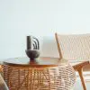 TABLE BASSE EN ROTIN ET TECK