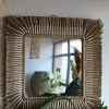 MIROIR CARRE ROSEAU