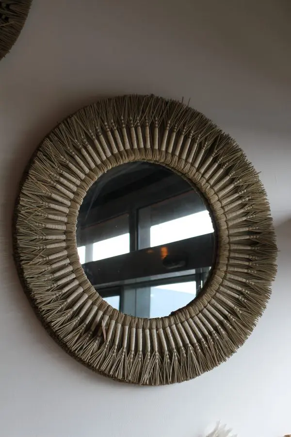 MIROIR ROND ROSEAU