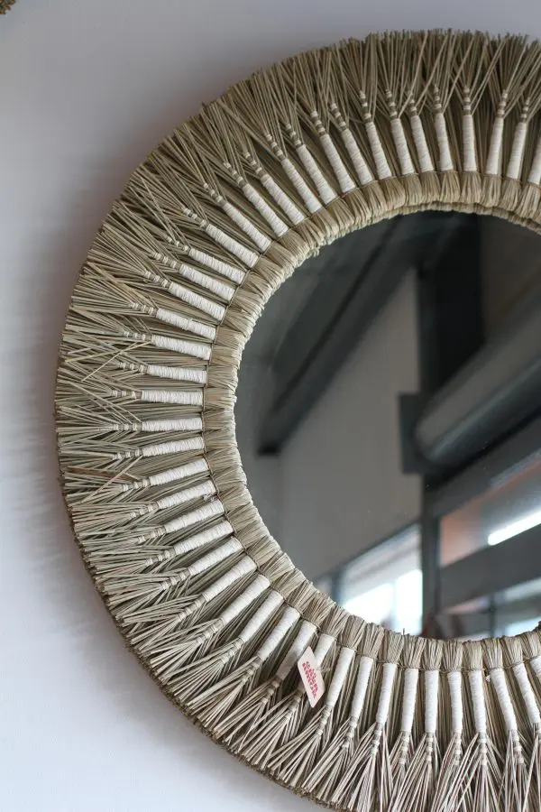 MIROIR ROND ROSEAU