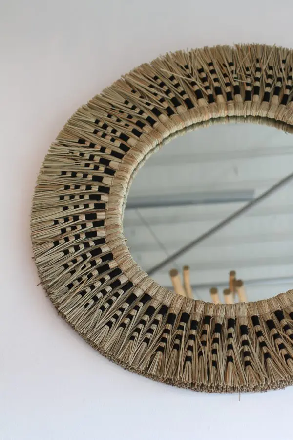 MIROIR ROND ROSEAU