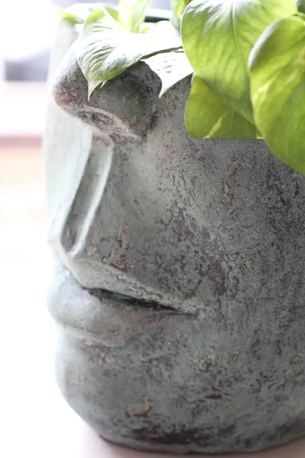 Poterie visage vert antique (1) POTERIE/CACHE POT VISAGE
