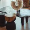 TABOURET BICOLORE EN BOIS SUAR