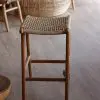 Tabouret teck et rotin synthetique h (2) TABOURET TECK H.65